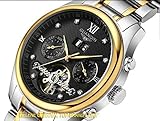 Gosasa Men's Tourbillion Sapphire Automatic Mechanical Waterproof Black Dial with Dimond Mark Wrist Watch