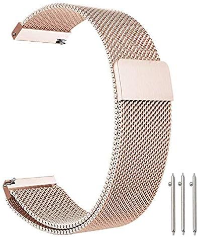 Cooldot Fossil Watch Band, 18mm Stainless Steel Band + Milanese Loop Mesh Replacement Metal Strap for Fossil Gen 4 Q Venture HR/Gen 3 Q Venture Smartwatch (18mm Rose Gold)