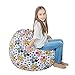 Stuffed Animal Storage Bean Bag XXL – 100% Cotton Canvas Plush Toy Organizing Bag, Machine Washable (38”,Flowers) Comfortable & Soft Seat for Nursery | Stylish Chair/Ottoman/Pouf for Boys & Girls