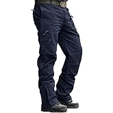 CRYSULLY Men's Cargo Pants Tactical Work Pants for Men Ripstop 9 Pockets Construction Trousers (No Belt)