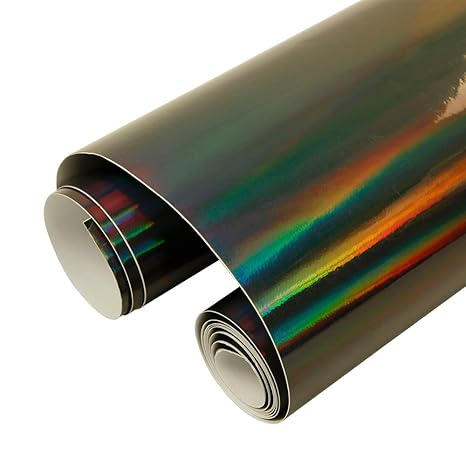 Vinyl-Folie von HOHO für Autos, holographisches, schillerndes Laser-Design, Schwarz, Chrom