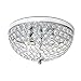 Elegant Designs FM1000-CHR Elipse Crystal 13 Inch Modern Metal 2 Light Bowl Shaped Ceiling Flush Mount Fixture, Chrome