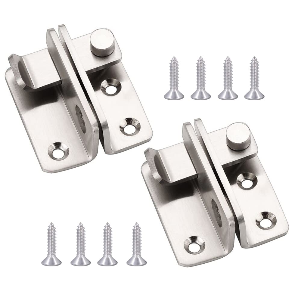 CEEYSEE 2 Pairs Slide Bolt Gate Latch Stainless Steel Brushed Finish Padlock Anti-Theft Hasp with Screws for Window Bedroom Bathroom Cabinet Mailbox Garden Pet Cage(UMK)