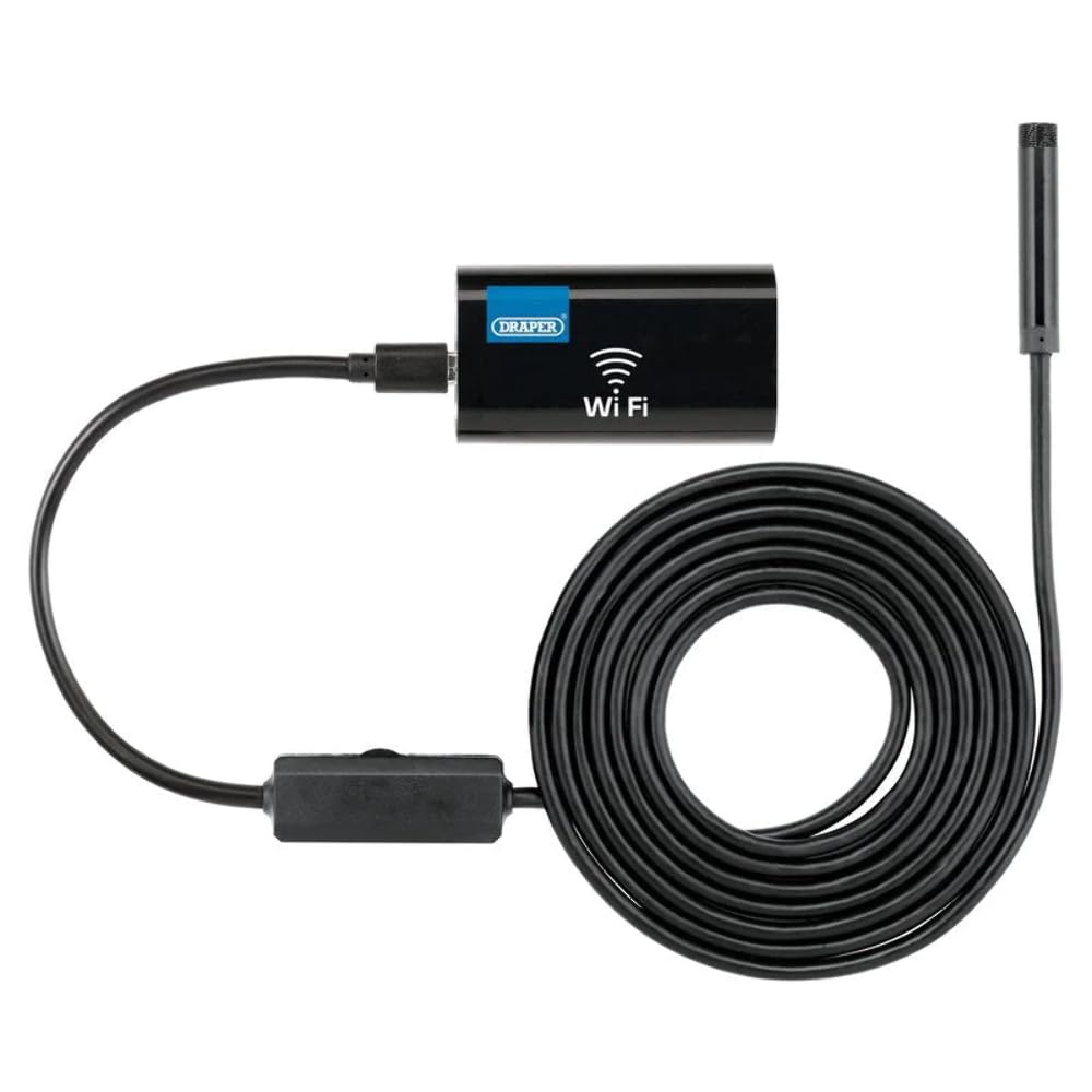 Draper 3.5m Wi-Fi Endoscope Inspection Camera | Rechargeable Waterproof IP67 Borescope | Micro Camera with Light | Android iOS Smartphone Samsung | 91648