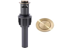 ALEASHA Bathroom Sink Drain with Overflow Vessel Sink Stopper, Pop Up Drain for Bathroom Sink Pop Up Drain Stopper for Hair Catcher, Brushed Gold