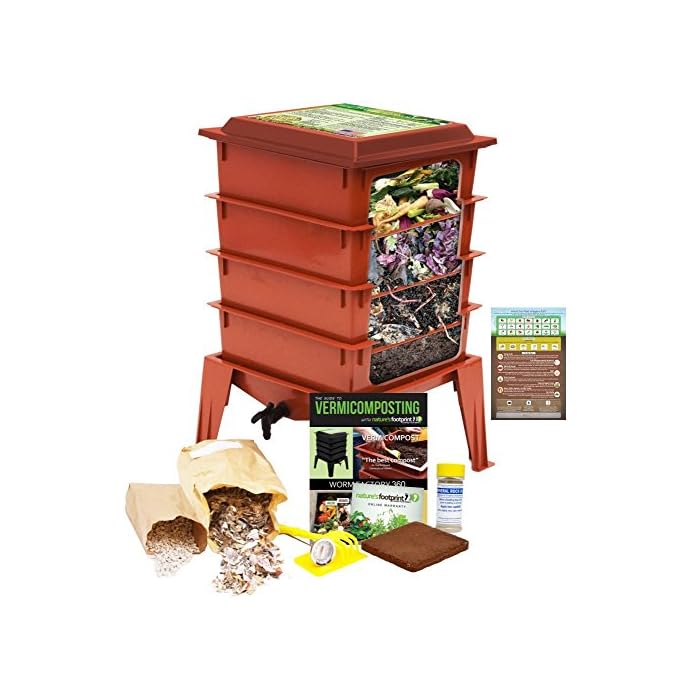 Buy Worm Factory 360 Worm Composting Bin + Bonus What Can Red Wigglers Eat? Infographic