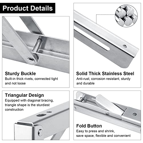 Folding Shelf Bracket 20 inch, Space Saving DIY Brackets, Heavy Duty