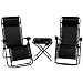 Giantex 3 PCS Zero Gravity Chair Patio Chaise Lounge Chairs Outdoor Yard Pool Recliner Folding Lounge Table Chair Set (Black)