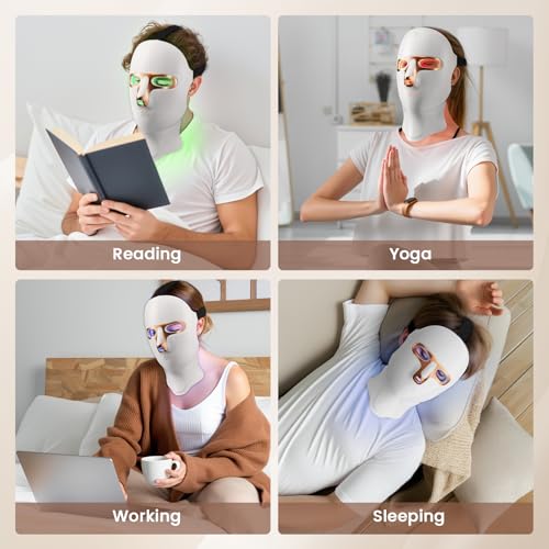 Red Light Therapy Mask for Face,LED Face Mask for Skin Care, 7 Colors Portable Red Light Face Mask, Facail Skin Care Mask for Home & Travel Use (Gold)