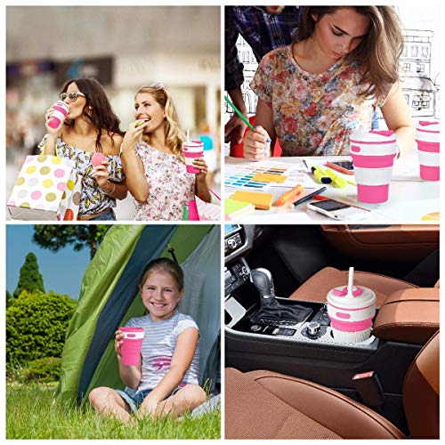 ROCONTRIP Silicone Collapsible Cup Convenient Travel Coffee Mug Lightweight Food Grade Silicone & PP BPA Free for Camping Hiking Outdoor Commuters (Cherry Red)