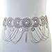 idealway Vintage Waist Chain Hollow Carving Rhinestone Crystal Body Chain Summer Beach Body Waist Chain Jewelry (1 Silver Hotest)