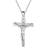ChicSilver Personalized 925 Sterling Silver Catholic Jesus Christ on INRI Cross Crucifix Pendant Necklace for Women Men
