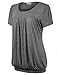 Jazzco Women's Scoop Neck Short Sleeve Pleated Blouse T Shirt