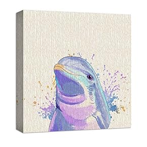 Canvas Wall Art Cute Abstract Animals Painting Artwork for Home Prints Framed - 12x12 inches