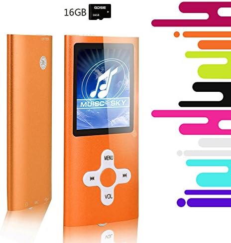 Goldenseller 16GB Mp3 / Mp4 Player for a Micro SD Card Slot, Media Player, Music Player, Portable Videos Player,Voice Recording Player, With a support of MP3, JPEG, TXT files and WMA (16GB, Orange)