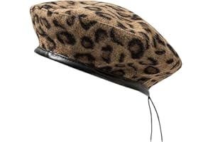 WDIRARA Women's Leopard Pattern Beret Hat Fashion Caps French Hats