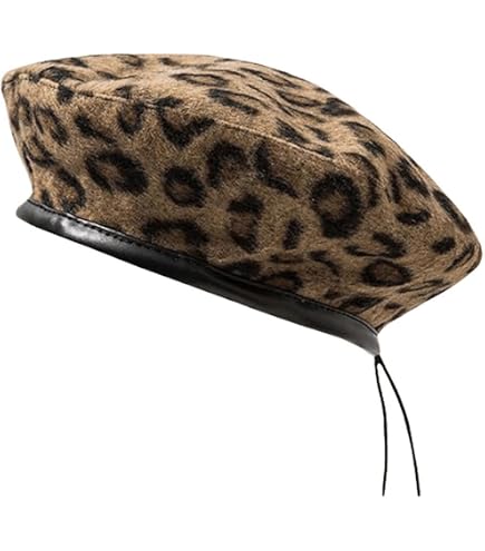 IHAUIUE Leopard Print Beret Hat Animal Cheetah Pattern  display picture 3