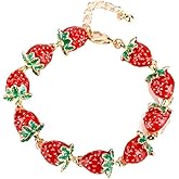 Kysin Chiys Cute Strawberry Bracelet Rings Enamel Fruit Charm Strawberry Lover Gifts Strawberry Pendent Jewelry For Women s