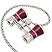 OPO Opera Theater Horse Racing Glasses Binocular Telescope Chain Necklace (Red with Silver Trim) 3X25