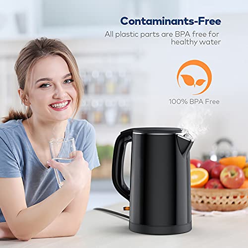 Electric Kettle, 1.5L Double Wall 100 Stainless Steel BPAFree Cool