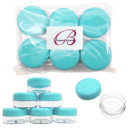 Beauticom 60 Grams/60 ml (2 oz) Round Clear Leak Proof Plastic Container Jars with Blue Lids for Travel Storage Makeup Cosmetic Lotion Scrubs Creams