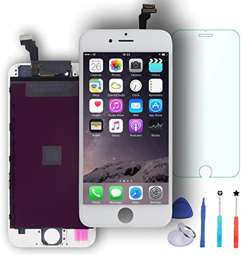 iPhone 6 Screen,DAMPO Replacement LCD Display Touch Screen Digitizer Frame Assembly Full Set for iPhone 6 4.7"(Not for 6s)with Tool Kits and Glass Screen Protector-White
