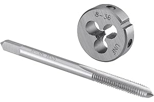 Burkit No 8-36 UNF Tap and Die Set, 8 x 36 UNF Machine Thread Tap and Round Die Right Hand