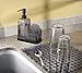 MetroDecor mDesign Soap Dispenser Pump with Sponge and Scrubber Organizer for Kitchen Countertops - Graphite/Matte Black