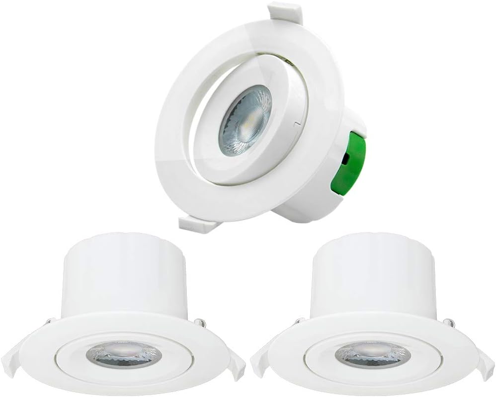 Directional 9W LED Recessed Spot Downlights Vaulted Ceiling LED Spot Lamps Cool White Lighting 5000K 800 Lumen Cut Hole Diameter 90-100MM Lighting Direction Adjustable 3 Pack by Enuotek