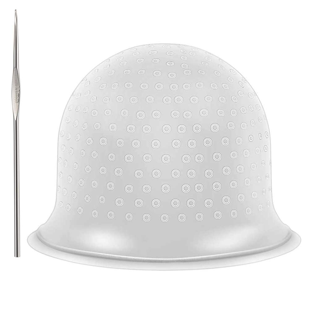 Silicone Hair Cap，Salon hair dye cap Hair highlighting cap Reusable hair dye cap Coloring hat with Hook，for Women and Girls Dyeing Hair Or Home Use