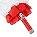 Febou Wedding Bouquet, Red Bridesmaid Bouquet Bridal Bouquet with Crystals Soft Ribbons, Artificial Rose Flowers for Wedding, Party and Church (Red)