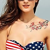 TAFLY Temporary Tattoo Red Flower Body Art Transfer Cherry Blossoms Tattoo Arm Sticker 5 Sheets