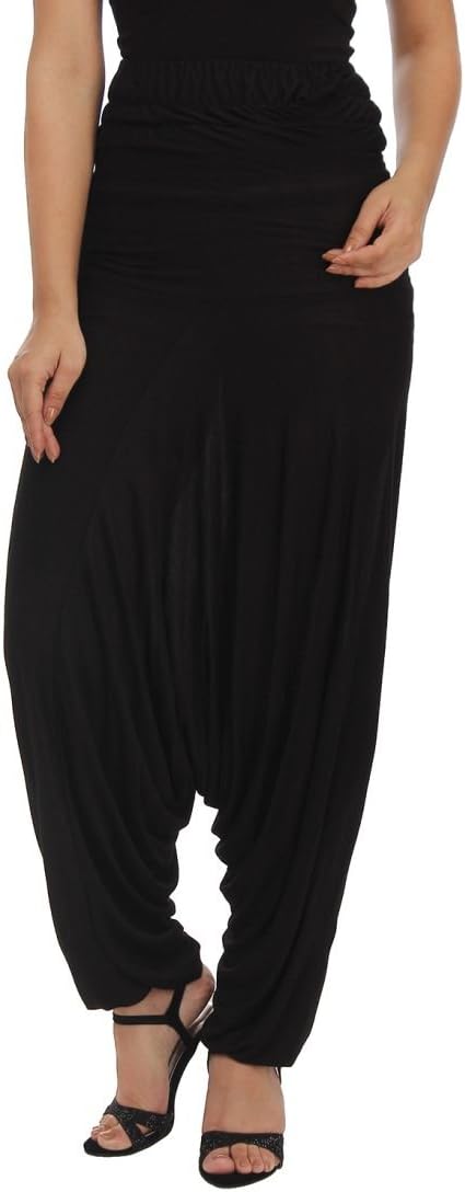 TeeMoods Women's Viscose Black Afghani Harem Pants