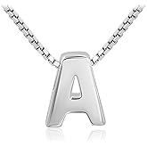 SEA OF ICE 925 Sterling Silver Initial Alphabet Capital Letter A-Z Personalized Gift Pendant Necklace, 18"