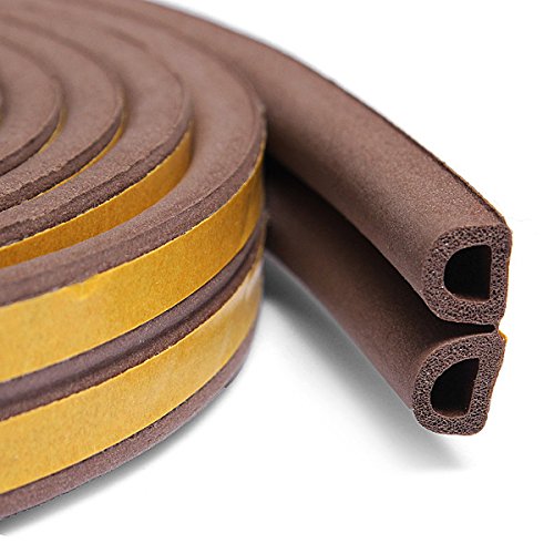 Foam Seal Strip, Door and Window Draft Stopper Door Noise Stopper & Soundproofing Door Weather Stripping Self-Adhesive Insulation(2.5M x 2, Coffee)