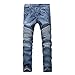 DAVID.ANN Men's Slim Straight Biker Jeans Hiphop Pants,Blue,32