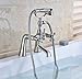 Rozin Two Holes Deck Mounted Bathtub Faucet 2 Knobs Mixing Tap with Handheld Shower Brushed Nickel