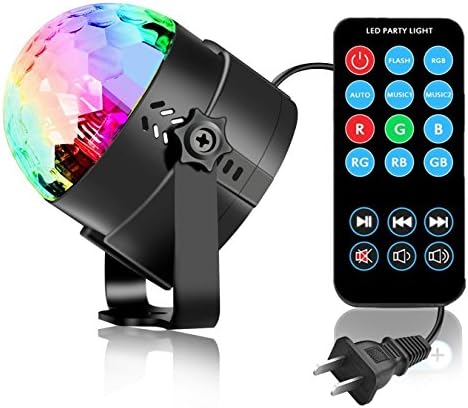 Pecosso Led Party Lights Disco Ball Lamp Sound Activated Disco Lights with Remote Control for Bar Club DJ Karaoke Wedding Show Kids Birthday Decoration Holiday House Celebration Karaoke Machine