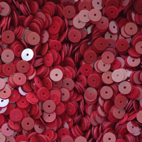 6mm Flat Round SEQUIN PAILLETTES ~ RED VELVET Velour Flocked Fuzzy Premium ~ Loose sequins for embroidery, bridal, applique, arts, crafts, and embellishment. Made in USA.