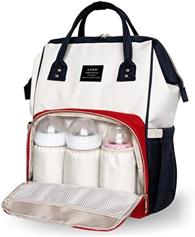 Mummy Daiper Backpack Travel Bag Multifunction Baby Diaper Nappy Changing Handbag (White+Red)