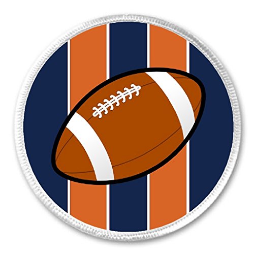 Football Orange, Navy Blue & White 3" Sew On Patch Team Pride Support Cheer