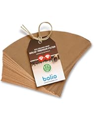 Premium Unbleached Hemp V60 Paper Cone Coffee Filters â€“ 100 Count - Fits all no.2 size Chemex, Bodum, Hario Cone Coffee Drippers- 100% Biodegradable & Zero Sediment by Bolio (Refill Pack of 100)