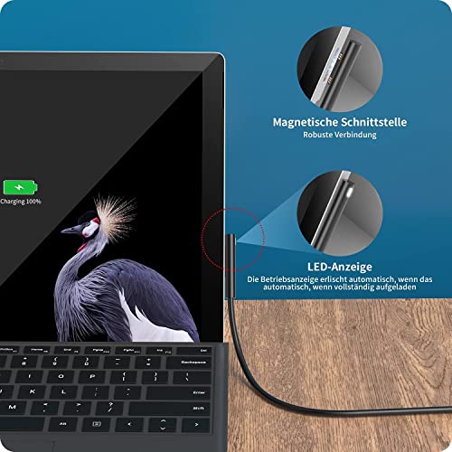 Surface Pro Charger, 65W Surface Charger Compatible with Microsoft Surface Pro 3/4/5/6/7/7+/8/9/10/11/12, Surface Laptop 1/2/3/4/5/6/7, Surface Go 1/2/3/4