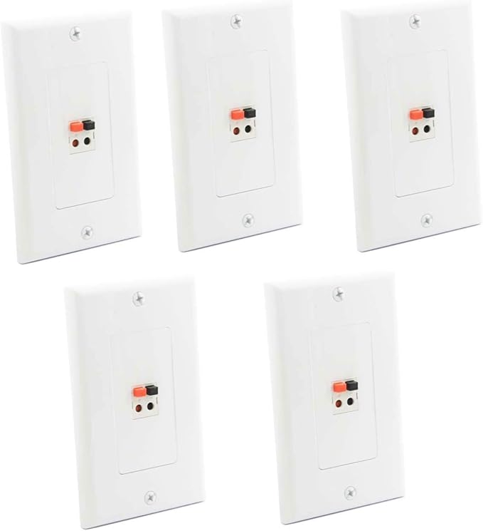 diyTech Premium Speaker Wall Plate Spring Loaded Speaker Wire Wall