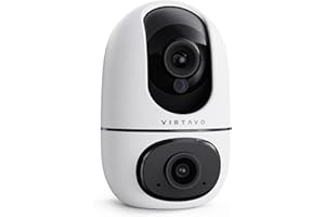 virtavo XD1 Indoor Security WiFi Camera, No Subscription Required, Dual-Lens 360° PTZ Baby Monitor & Pet Cam, Motion Tracking, 2-Way Audio, Night Vision, Cloud/SD Storage, Phone App, Plug-in Power