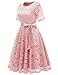 DRESSTELLS Short Bridesmaid Scoop Floral Lace Dress Cocktail Formal Party Dress Blush 3XL
