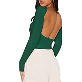 ForeFair Women Sexy Backless Short Sleeve Slim Fit Crewneck Summer Casual Y2K Crop Tee