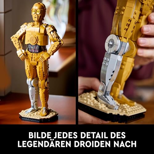 Star Wars 75398 C-3PO Figur – Sammler Modell für Erwachsene – mit Ständer, Infotafel und Minifigur zum Bauen, Spielen und Ausstellen – Geschenkidee für Fans