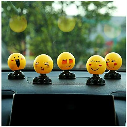 LIEJIE Shaking Head Expression Doll Car Decoration Doll Cute Funny Expression Car Dashboard Ornament Decoration Toy (5 Yellow Shaking Head Expression Toy)