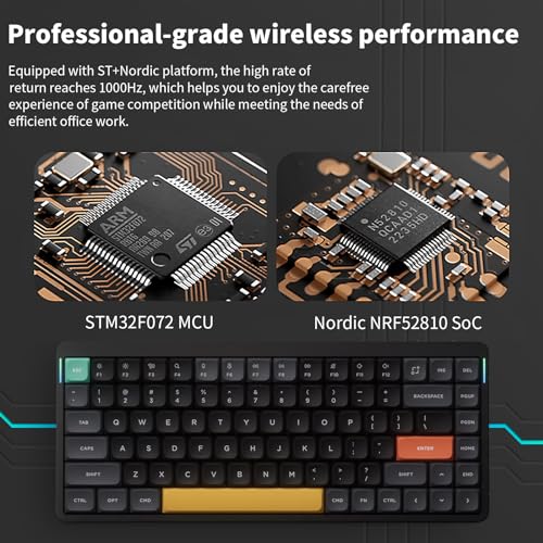 NuPhy Air75 V2 Portable 75% Mechanical Keyboard,Wireless Keyboard,Supports Bluetooth/2.4G/USB-C RGB Bluetooth Keyboards,Compatible with Windows/Mac OS/Linux Systems Black-Gateron Brown Switch